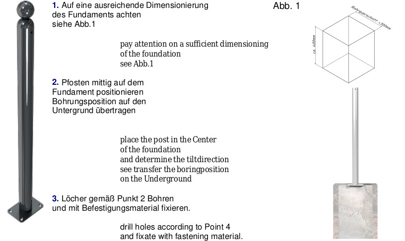 Absperrpfosten mit Kugel zum Aufdübeln