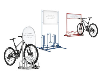 Fahrradständer mit Werbetafeln