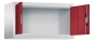 Preview: Aufsatz.- Büroschrank aus Metall, Modell RON 2000 (offen) lichtgrau/rubinrot