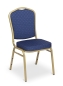 Mobile Preview: Bankettstühle stapelbar - Stuhlmodell Barock 160 mit bleuem Poster und goldenem Gestell
