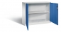 Preview: Beistellschrank aus Metall, 1000 x 400 x 1200 mm (H x T x B) Modell RON (offen) lichtgrau/enzianblau