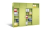 Preview: Büroschränke aus Möbelstahl mit Aufsatzschränke (Schiebentürenschränke) grün/grün