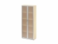 Preview: Holz-Büroschrank mit Milchglastüren, 80 x 34,6 x 188 cm (B x T x H), ahorn