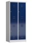 Preview: Doppelstockspind mit 4 Abteilen, lichtgrau/enzianblau - RAL 7035/5010
