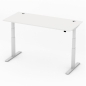 Preview: Höhenverstellbarer Schreibtisch 160 x 80 cm, Platte: weiß, alusilber RAL 9006