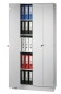 Preview: Falttürenschrank (grau) - Büroschrank mit Falttüren, inkl. 4 Einlegeböden