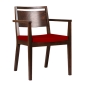 Preview: Gastronomie Stühle - Holzstühle mit Armlehnen und Sitzpolster