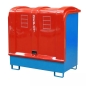 Preview: Gefahrstoffbox für Außenbereich mit GfK-Haube rot, Gefahrstoffstation blau