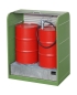 Preview: Gefahrstoffsschrank für 4 x 200 Liter Fässer mit Rollladen offen in grün