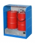 Preview: Gefahrstoffsschrank für 4 x 200 Liter Fässer mit Rollladen offen in blau