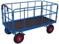 Preview: Handpritschenwagen mit 4 Gittern - 1140 x 740 mm - Luftbereifung - 1000 kg - blau