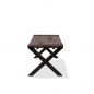 Preview: Old Country Holztisch mit X-Gestell 220 x 80 cm (L x T) von der Stirnseite