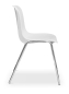 Preview: Weiße Kunststoffschalenstühle mit Chromgestell, bis zu 12 Stück stapelbar.