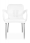 Preview: Weiße Kunststoffstühle mit Armlehnen, für Innen- u. Außenbereiche.