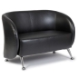 Preview: Lounge Sofa 2 Sitzer - Retro Stil Besuchersofa - Warteraum Sofa