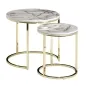 Preview: Design Beistelltisch 2er Set Weiß Marmor Optik Rund Preview: Design Beistelltisch 2er Set Weiß Marmor Optik Rund
