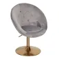 Preview: Loungesessel Samt Grau / Gold Design Drehstuhl