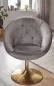 Preview: Loungesessel Samt Grau / Gold Design Drehstuhl