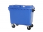 Preview: Müllcontainer blau 660 Liter - Müllbehälter mit 4 Lenkrollen