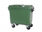 Preview: Müllcontainer grün 660 Liter - Müllbehälter mit 4 Lenkrollen