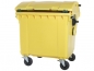 Preview: Großmüllbehälter 1100 Liter gelb - Müllbehälter mit rundem Schiebedeckel