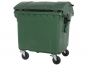 Preview: Müllgroßbehälter 1100 Liter grün - Müllbehälter mit rundem Schiebedeckel
