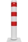 Preview: Neigbare Stahlpoller mit Stahlfeder, Ø 152 x 150 cm Höhe, weiß/rot