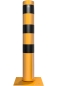 Preview: Neigbare Stahlpoller mit Stahlfeder, Ø 152 x 150 cm Höhe, gelb/schwarz
