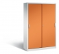 Preview: Büro Schiebentürenschrank aus Metall 1950 x 500 x 1200 mm (H x T x B) RON 2000 lichtgrau/orange