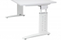 Preview: Büroschreibtisch höhenverstellbar mit weißem Fuß und weißer Tischplatte