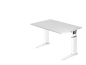 Preview: Höhenverstellbarer Schreibtisch 120 x 80 cm Typ U120 , weiß/weiß
