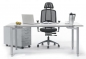 Mobile Preview: Schreibtisch Worker 180 x 80 cm lichtgrau mit Bürostuhl