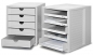 Preview: Schubladenbox geschlossen u. offen für Büroschränke und Büroregale in grau