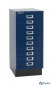 Preview: Metall Schubladenschrank (blau) DIN A4, mit 10 Schubladen u. Sockel