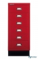 Preview: Roter Schubladenschrank mit schwarzem Sockel