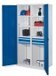 Mobile Preview: Schwerlast-Werkzeugschrank (Türen blau) Typ 56 mit Mitteltrennwand inkl. 4 Schubladen.