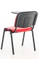 Preview: Seminarstühle mit Schreibablage, in rotem Kunstleder und Kunstoffabdeckung auf der Rückseite.