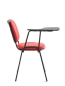 Preview: Konferenzstühle mit Schreibablage, in rotem Kunstleder, Gestell schwarz.
