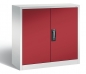 Preview: Sichtlagerkastenschrank 420 mm tief mit roten Türen
