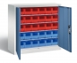 Preview: Sichtlagerkasten Beistellschrank 420 mm tief mit blauen Türen