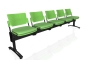 Preview: Traversenbank mit 5 Sitzen - John mit Polstersitzen grün, Rückenlehnen grün, Traverse schwarz, Gestell (Füße) schwarz.