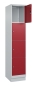 Preview: Schließfachschrank mit 4 x 400 mm breiten Fächern, lichtgrau/rubinrot