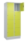 Preview: Fächerspind mit 8 x 400 mm breiten Fächern, lichtgrau/clowngrün