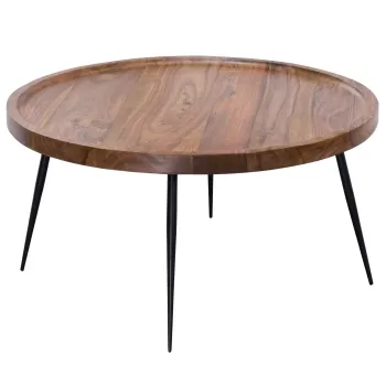 Couchtisch Sheesham Ø75x39 cm rund Retro WL5.678