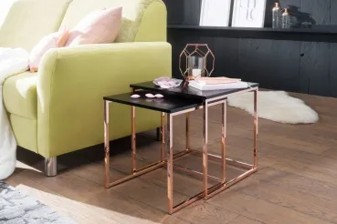 Satztisch Set Schwarz/Kupfer, 2 Tische