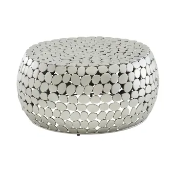 Couchtisch Metall Silber 66x66x32 cm Sofatisch Aluminium