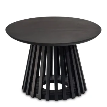Runder Couchtisch Mango Massivholz Ø60 cm Schwarz