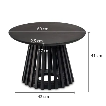 Breite: 60 cm - Tiefe: 60 cm - Höhe: 41 cm - Tischplattenstärke: ca. 2,5 cm - Weitere Abmessungen findest Du im Maßbild.