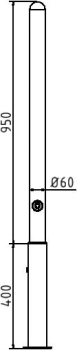 Skizze: Herausnehmbarer Absperrpfosten inkl. Bodenhülse, selbsteinrastend, Dreikantverschluss