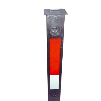 Komplett versenkbarer Sperrpfosten, 70 x 70 mm, feuerverzinkt mit weiß/rot refl. Streifen, Dreikantverschluss oder Profilzylinderschloss